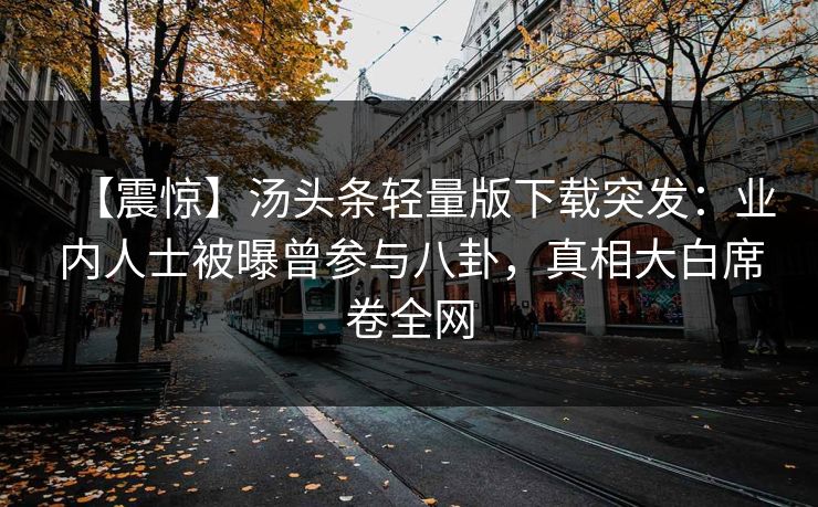 【震惊】汤头条轻量版下载突发：业内人士被曝曾参与八卦，真相大白席卷全网