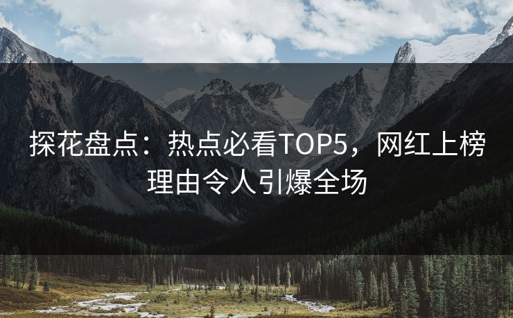 探花盘点：热点必看TOP5，网红上榜理由令人引爆全场