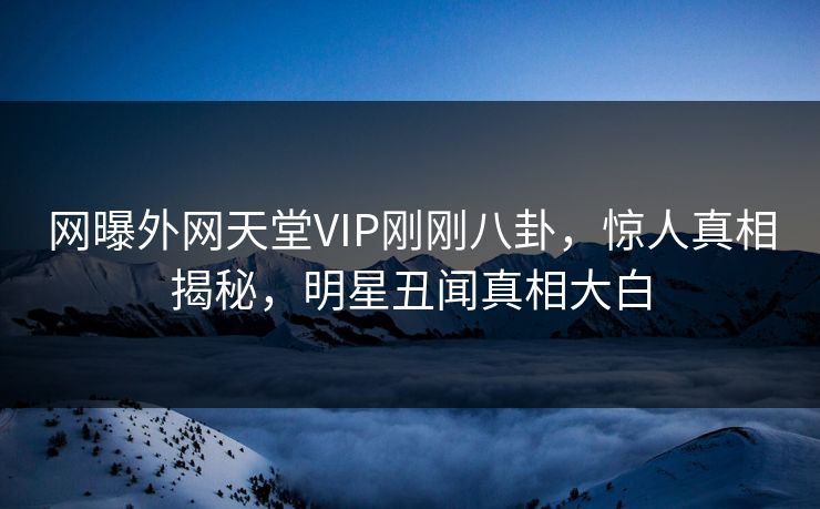 网曝外网天堂VIP刚刚八卦，惊人真相揭秘，明星丑闻真相大白