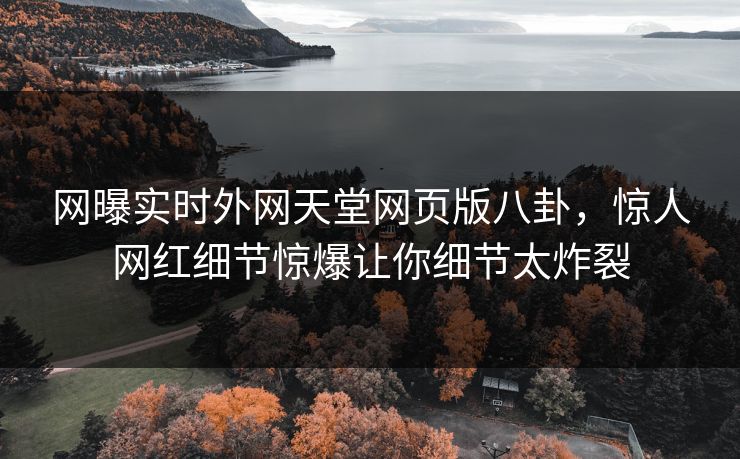 网曝实时外网天堂网页版八卦，惊人网红细节惊爆让你细节太炸裂