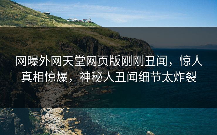 网曝外网天堂网页版刚刚丑闻，惊人真相惊爆，神秘人丑闻细节太炸裂