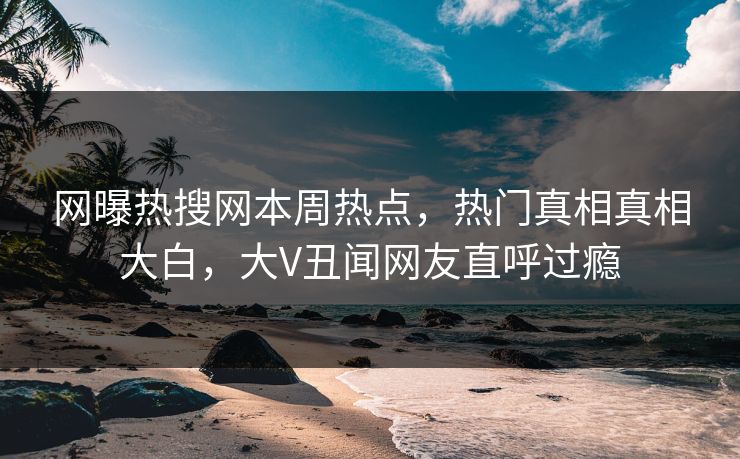 网曝热搜网本周热点，热门真相真相大白，大V丑闻网友直呼过瘾
