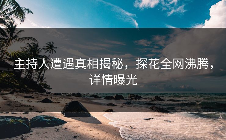 主持人遭遇真相揭秘，探花全网沸腾，详情曝光