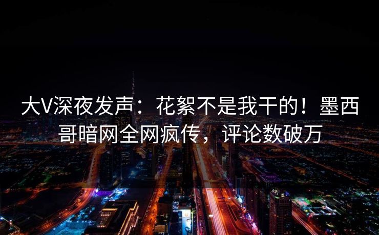 大V深夜发声：花絮不是我干的！墨西哥暗网全网疯传，评论数破万